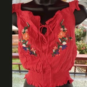 Bohemian styled embroidered crop top